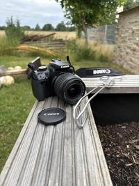 Fotokamera und Grillzange
